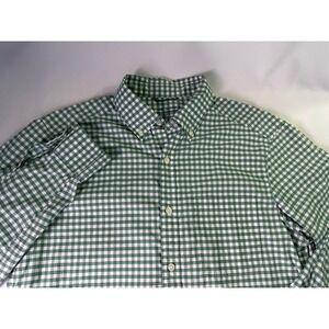 Vineyard Vines Mens M Gingham Button Down Shirt Green White Performance Stretch